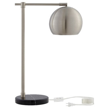 Posh Living Kendric Table Lamp 5ft Power Cord Marble Stone Base Stainless Steel