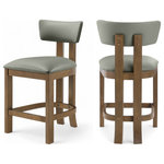 Meridian Furniture - Lavrin Upholstered Counter Stool, Olive, Vegan Leather, Walnut, Set of 2 - Indulge in the allure of the Olive Lavrin Counter Stool by Meridian Furniture. Its captivating design and luxurious Olive elevate any space with effortless elegance. Crafted with precision and durability in mind, this stunning piece becomes the focal point of gatherings, fostering moments of connection and warmth. Embrace sophistication and style with the Lavrin Counter Stool, a testament to exquisite taste and timeless beauty.