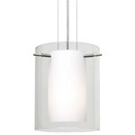 Besa Lighting - Besa Lighting 1KG-C00607-SN Pahu 8 - One Light Cable Pendant with Flat Canopy - The Pahu is a distinctive double-glass pendant, wiPahu 8 One Light Cab Bronze Clear/Opal Gl *UL Approved: YES Energy Star Qualified: n/a ADA Certified: n/a  *Number of Lights: Lamp: 1-*Wattage:100w A19 Medium base bulb(s) *Bulb Included:Yes *Bulb Type:A19 Medium base *Finish Type:Bronze