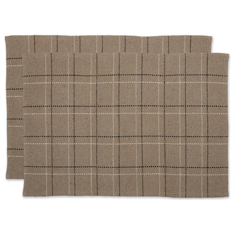 DII Stone Variegated Plaid Recycled Yarn Rug, Set of 2