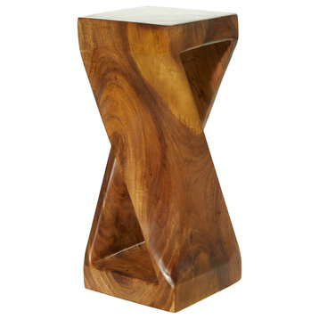 Contemporary Brown Suar Wood Accent Table 37832