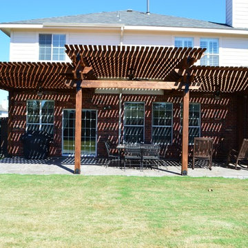 Forney, TX, Stain & Stamp Patio with Cedar Pergola