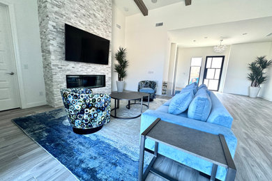 Large trendy open concept living room photo in Phoenix