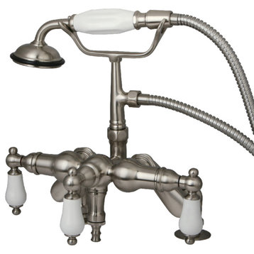 Kingston Brass Adjustable Center Deck Mount Tub Faucet, Brushed Nickel
