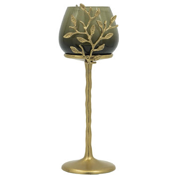 Capri Candle or Candle Holder, Green and Gold