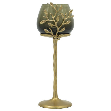 Capri Candle or Candle Holder, Green and Gold