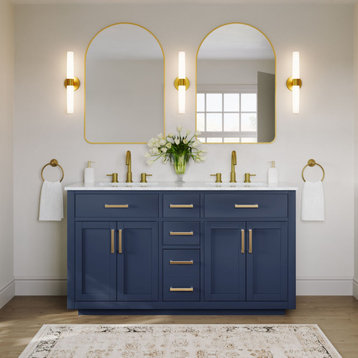 The Yukon Bathroom Vanity, Royal Blue, 60", Double Sink, Freestanding