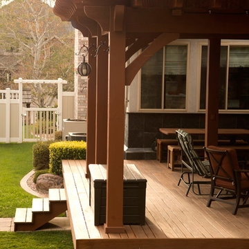 Pergola Covered Deck: Lattice Full Wrap Cantilever Roof