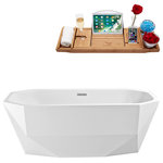 Streamline - 63" Streamline N-620-63FSWH-FM Soaking Freestanding Tub With Internal Drain - This beautiful Streamline 63" diamond cut style bathtub is sure to become the focus of your bathroom.  Its glossy white finish and unique exterior shape will add a modern touch to your bathroom. Designed with an internal drain and plenty of internal space you can soak in up to 63gallons of water. FREE Bamboo Bathtub Caddy Included in Purchase!