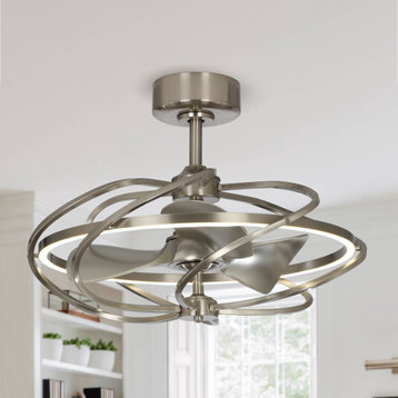 Satin Nickel Solstice LED Ceiling Fan, 27