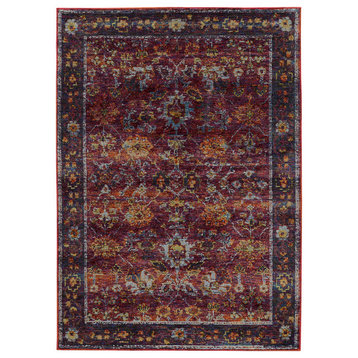 Adeline Floral Persian Red and  Multi Area Rug, 10'x13'2"
