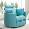 Famaliving Moon Rocking, Swivel, Powered Recliner, Blue Leather