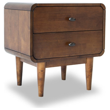 Clifford Mid Century Modern Walnut Nightstand Bed Side Table