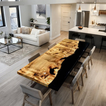 Custom Epoxy River Table-Poplar With Black Resin-Magical Artwork Furniture