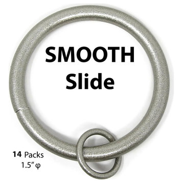 1 1/2" Metal Curtain Rings With Eyelets, Pewter, Set of 14