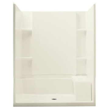Sterling Alcove 60"x36"x74.75" Vikrell Center Shower Kit, Biscuit