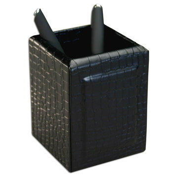 A2210 Black Crocodile Embossed Leather Pencil Cup