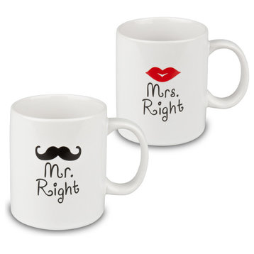 "Mr. Right" and "Mrs. Right" Mugs, Set of 2