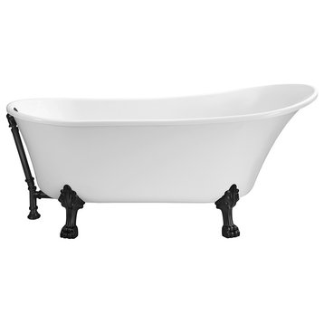 67" Streamline N340BL-BL Soaking Clawfoot Tub and Tray With External Drain