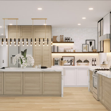 Black and White Kitchen and Living Room