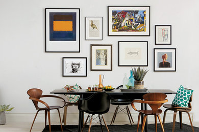 Small trendy dining room photo in San Francisco with gray walls