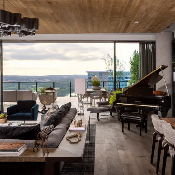 Proper Terrace Penthouse Living Room with Lady Bird Lake View