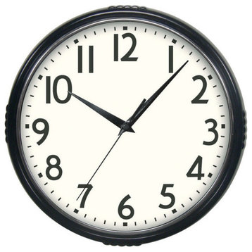 Westclox 32042BK 1950 Retro 9.5" Extra Thick Round Wall Clock, Black