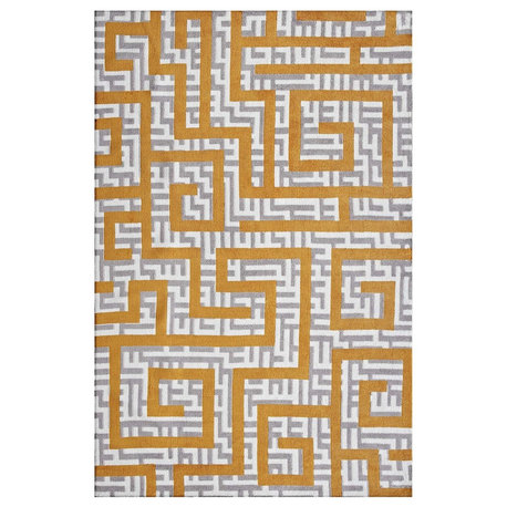 Modern Urban Living Area Rug Runner, Multi/Yellow