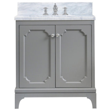 Queen 30 In. Marble Countertop Vanity in Cashmere Grey with Waterfall Faucet