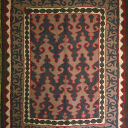 Afghani Uzbek Felt Wool Rug - Area Rugs