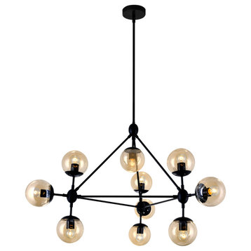 Glow 10 Light Chandelier With Black Finish