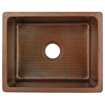 Premier Copper Products BREC20DB 20" Copper Kitchen/Bar/Prep Single Basin Sink