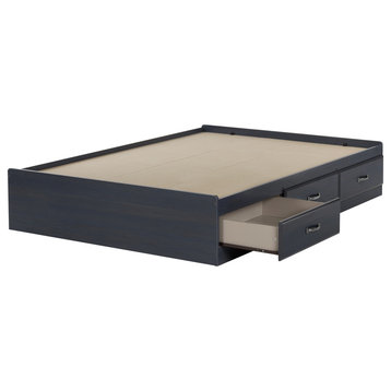 South Shore Ulysses Full Mates Bed, 54'' With 3 Drawers, Blueberry