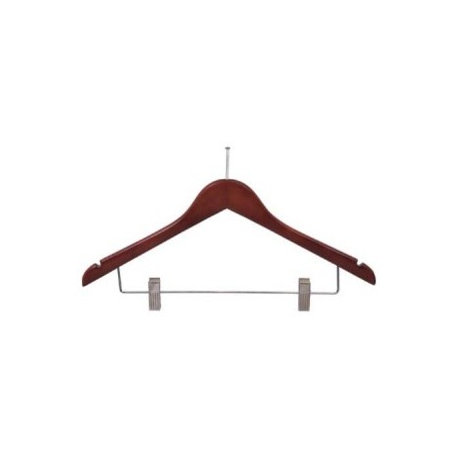 Wooden Anti-Theft Security Combo Hanger, Walnut/Chrome Finish, Box of 50