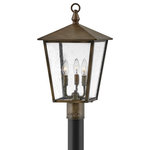 Hinkley Lighting - Hinkley Lighting 14061 Huntersfield 120v 3 Light 21" Tall - Burnished Bronze - Inspired by the heirloom quality of a traditional European lantern, Huntersfield breathes contemporary tradition. The oversized cast arm and loop offer a stately yet subtle appearance. Huntersfield is available in a Black or Burnished Bronze finish. The Heritage Series encompasses premium outdoor fixtures that pay tribute to the nostalgia of America&#39;s past while reinforcing Hinkley&#39;s philosophy of timeless, quality design. Features Constructed from aluminum Comes with a seedy glass shade Requires (3) 60 watt (max) candelabra (E12) bulbs Intended for outdoor use Rated for wet locations Fitter diameter = 3" *Post not included Dimensions Height: 20-3/4" Width: 11" Depth: 11" Product Weight: 8.05 lbs Electrical Specifications Number of Bulbs: 3 Bulb Base: Candelabra (E12) Bulbs Included: No Voltage: 120v