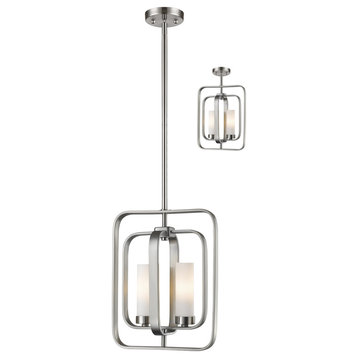 Nickel Aideen 2 Light 11" Wide Multi Light Pendant With Frosted Glass Shade