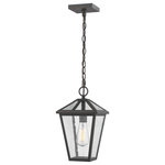 Z-Lite - Talbot 1 Light Outdoor Chain Mount Ceiling Fixture in Rubbed Bronze - Illuminate an exterior front or back yard space with a classic fixture reflecting a charming village theme. Made from Rubbed Bronze metal and seeded glass panels this one-light outdoor chain mount ceiling light brings a design-forward look to wrap up a tasteful and functional patio or porch space with soft lighting.andnbsp