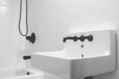 Trendy white tile bathroom photo in Toronto