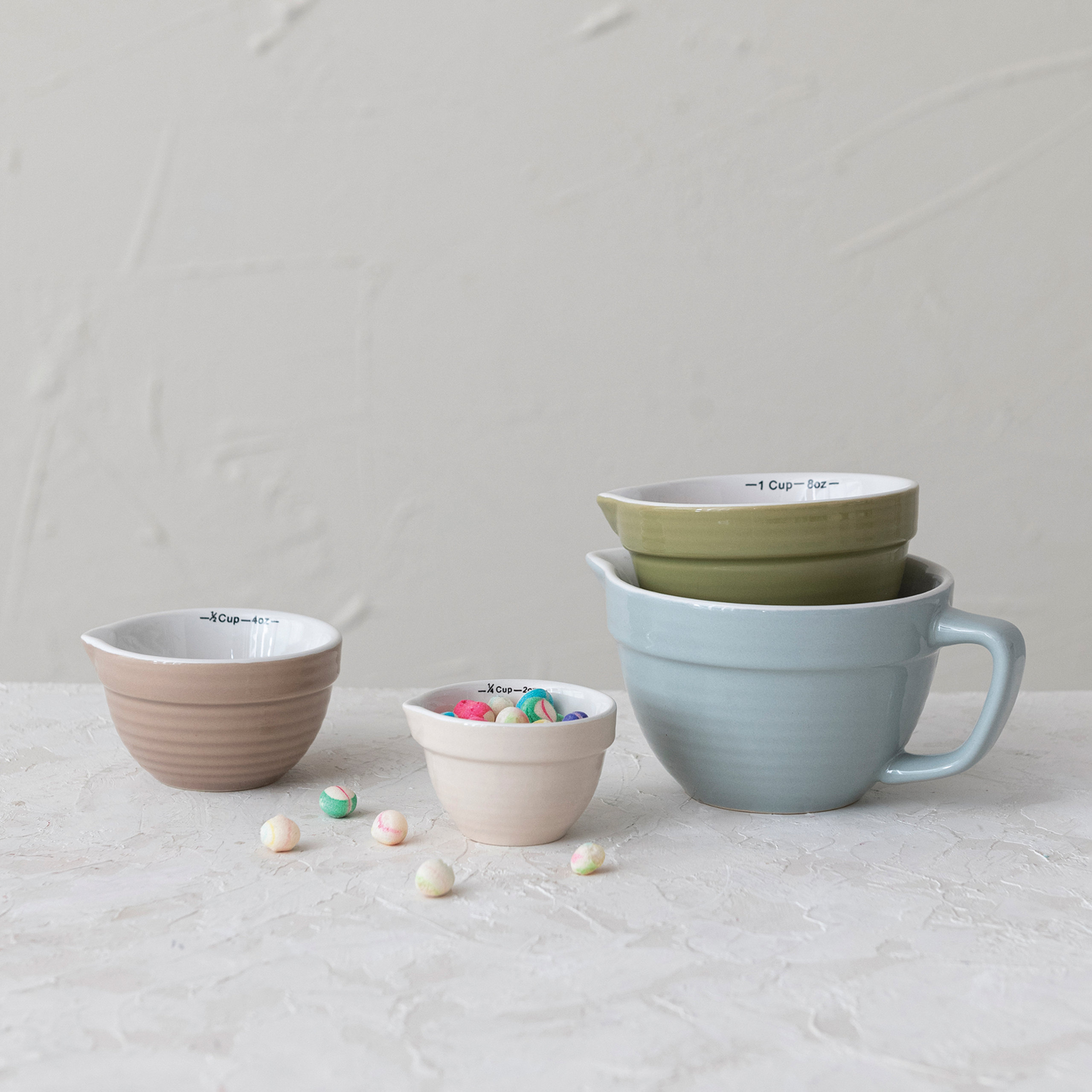 Cuphuzz Stoneware Batter Bowl Measuring Cups, 4-Piece Set - Contemporary ...