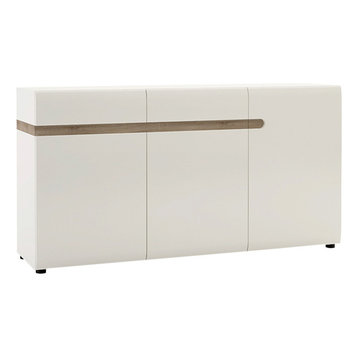 Chelsea 2-Drawer Wide Sideboard, White With Oak Trim