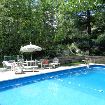 Pool area hardscaping using reclaimed granite