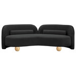 Meridian Furniture - Daphne Upholstered Chair/Loveseat/Sofa, Black, Boucle Fabric, Sofa - A cloud-like oasis of comfort, the Daphne black boucle sofa is a modern sensation. Its plush upholstery invites you to sink in and relax, while the curved design offers both support and opulence. The sofa's unique silhouette is complemented by a choice of black or natural wooden legs, allowing you to customize it to your personal taste. Whether you're looking for a stylish accent piece or a comfortable spot to unwind, the Daphne sofa is the perfect choice.