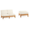 6-Piece Del Outdoor Teak Sectional Sofa Set & Sunbrella Cushions Canvas White
