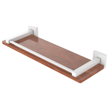 Montero 16" Solid Wood Shelf with Gallery Rail, Matte White