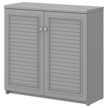 Pemberly Row Small Storage Cabinet with Doors in Cape Cod Gray - Engineered Wood
