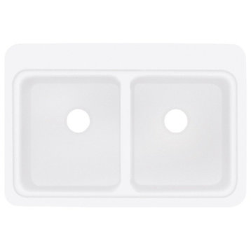 Transolid Charlotte Solid Surface Drop-in Kitchen Sink, 33"x22", White