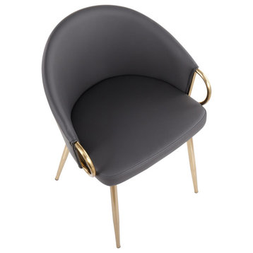 Claire Chair, Gold Metal, Gray PU