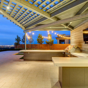 Close-up of Outdoor Kitchen Area & Patio Cover Design