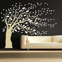 Blowing Tree Wall Art Design - Wall Decals