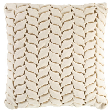 Alana AAP-001 Pillow Cover, Cream, 18"x18", Pillow Cover Only